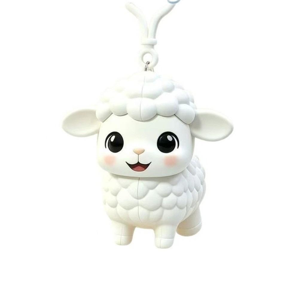Kawaii Flying Sheep Keychain Creative Shaking Ears Pull String Keyring Backpack Decor