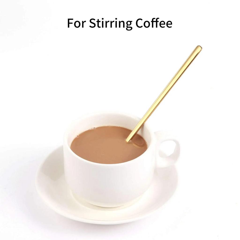 4 pcs Coffee Spoons, Espresso Stirring Stainless Steel Gold Teaspoons Coffee Tea Milk Ice Ware Spoon