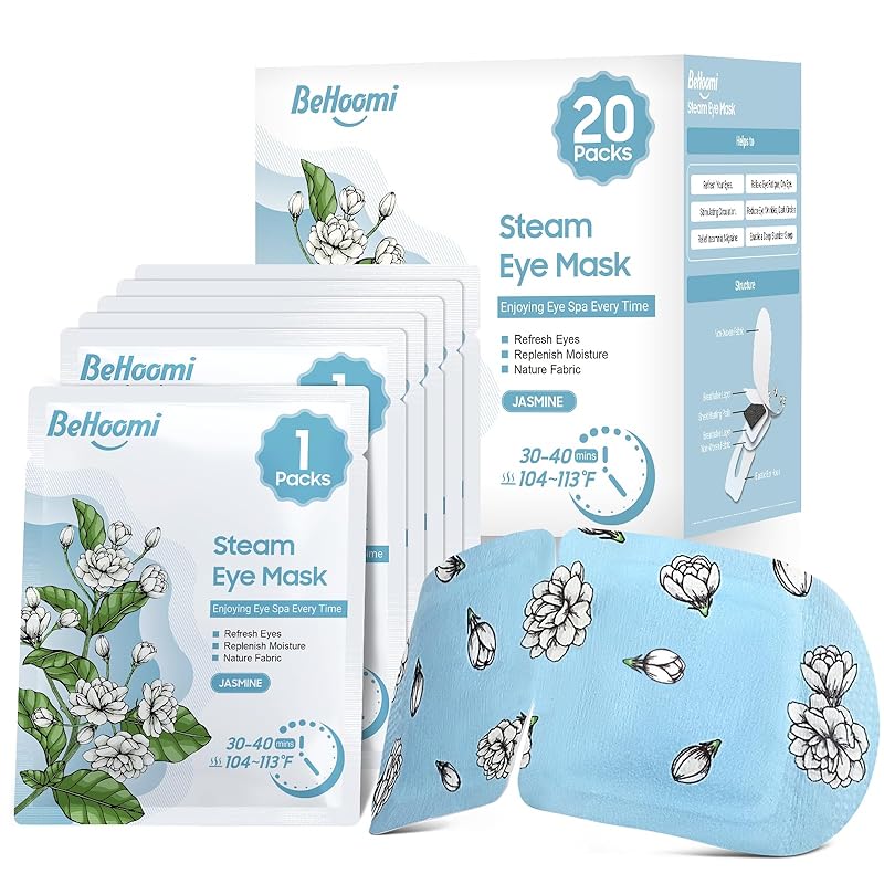 20 Packs Steam Eye Mask, Heated Eye Mask Warm Compress for Eyes, Disposable Self Heating Steam Mask for Home, Sleep, Spa, Travel Essentials &