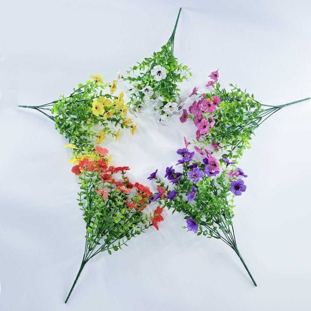 Fake Plants Artificial Pansy Flowers Fall Decor DIY Floral Simulated Violet Bouquet Realistic Home Decoration Simulation Flowers