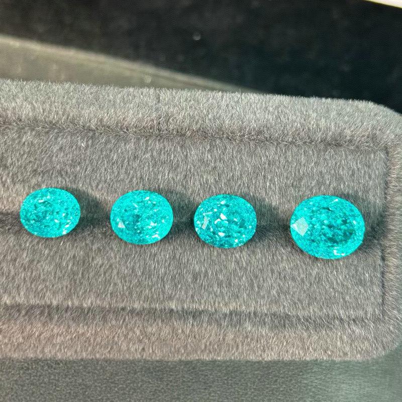 Paraiba Neon Blue Oval Loose Stones - Gemstone with High-Quality Crushed Ice Texture