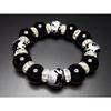 Hard-to-find, Extra-thick 18mm Natural Onyx Stone, Hand-carved with the Four Gods, Premium Rondelle Rosary Bracelet, Power Stone.