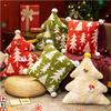 Christmas Red Green Pillow Cushion Plush Jacquard Christmas Tree Pillow Festive Decoration Throw Cushions Christmas Gifts