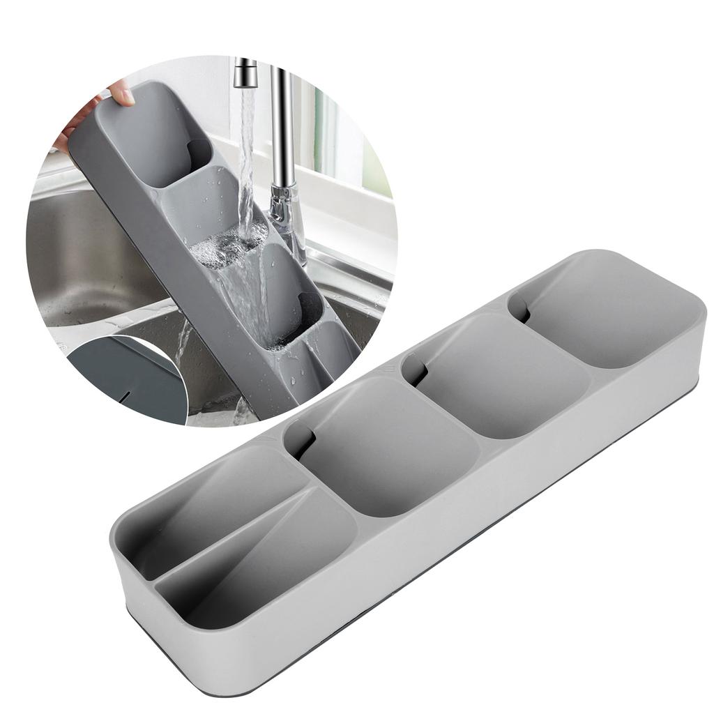 Spoons Knives Forks Storage Box Kitchen Drawer Tableware Cutlery Organizer AccessoryGray