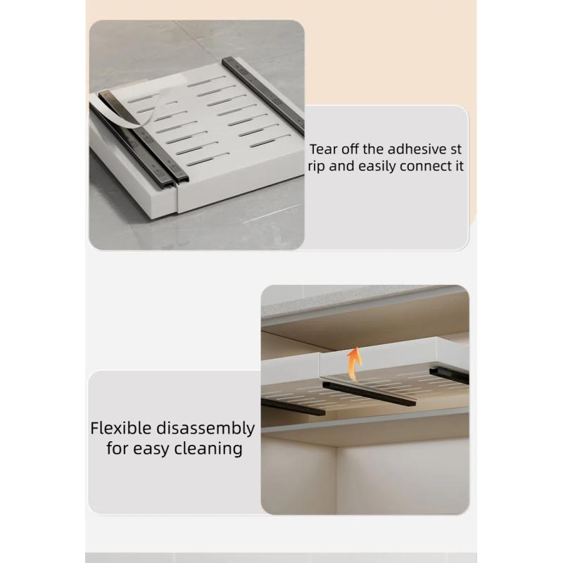 Hole-free Retractable Cabinet Pull-out Basket Pull-out Storage Rack Under Sink Drawer Bowl Basket Kitchen Storage Rack