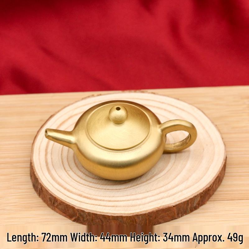 Mini Dragon & Phoenix Teapot: Brass Handle & Mahjong Copper Accent