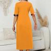 Women's Summer Round Neck Half Sleeve Irregular Printed Casual Long Skirt
