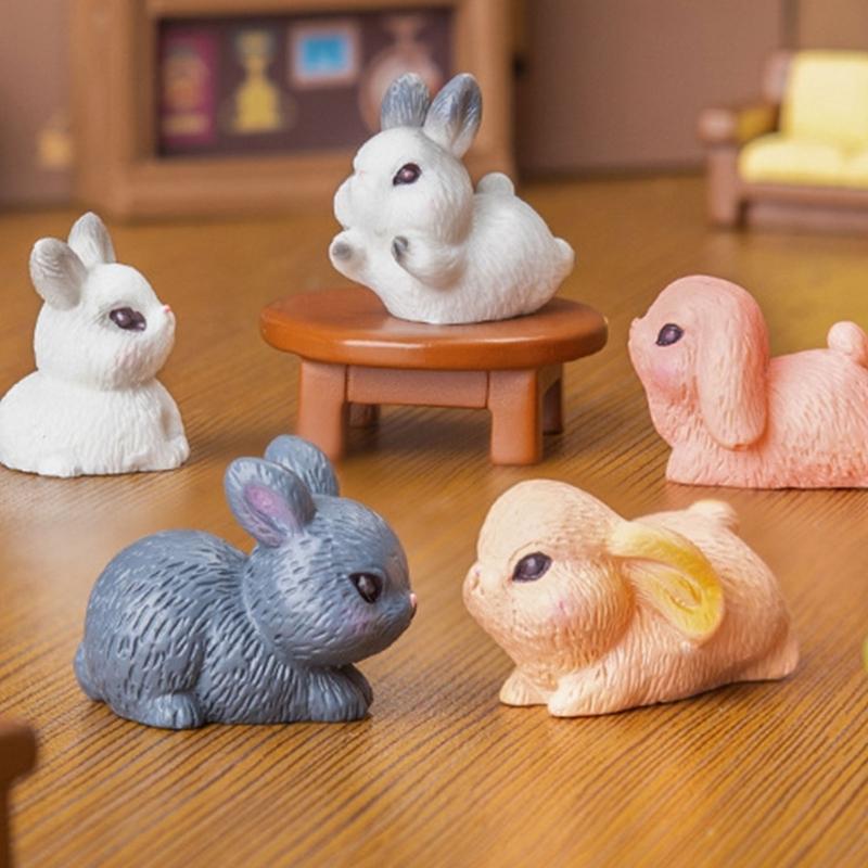 10Pcs Miniature Rabbit Figurines Resin Animal Statues Perfectly for Easter Decorations and Birthday Cake Toppers