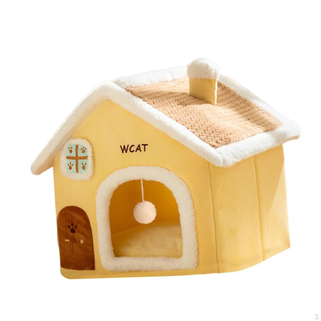 Cat House Activity Center Small Pet Shelter Washable Thickened Cushion Playing Hut Winter Cave