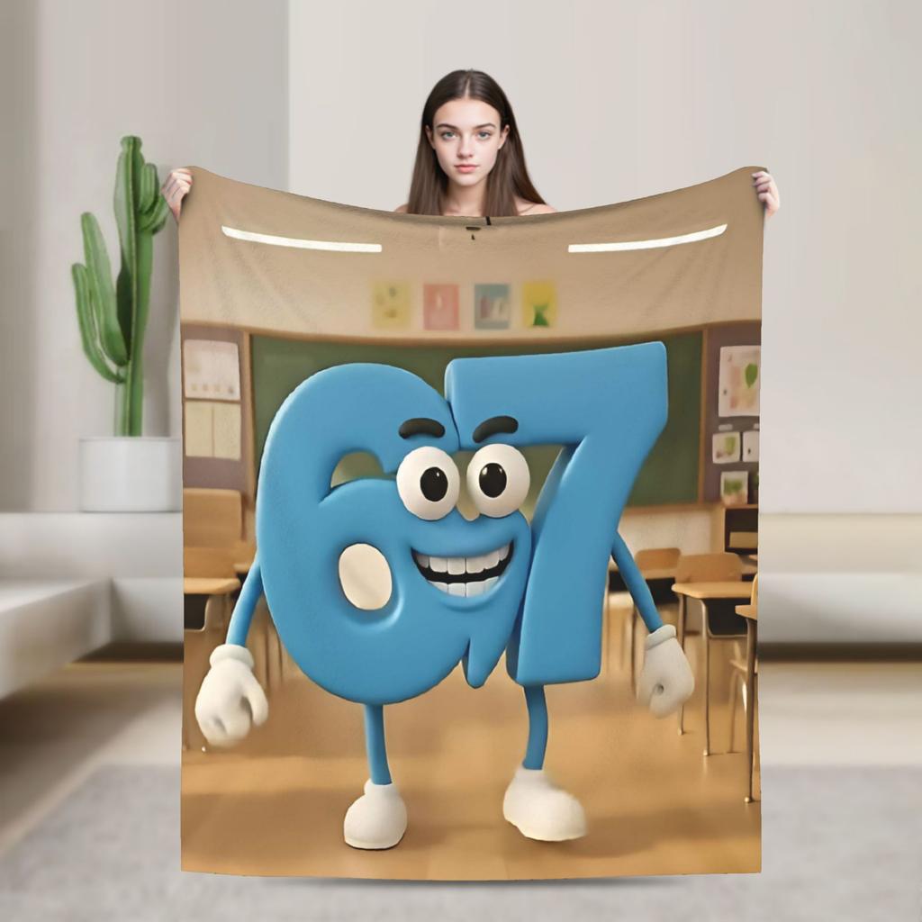 67 Six Seven Meme Super Warm Blankets  Girls Boys Plush Throw Blanket Comfortable Couch Bed Flannel Bedspread Sofa Bed Cover