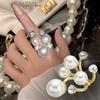 High-end Light Luxury Pearl Open Ring Personality Cold Wind Ring
