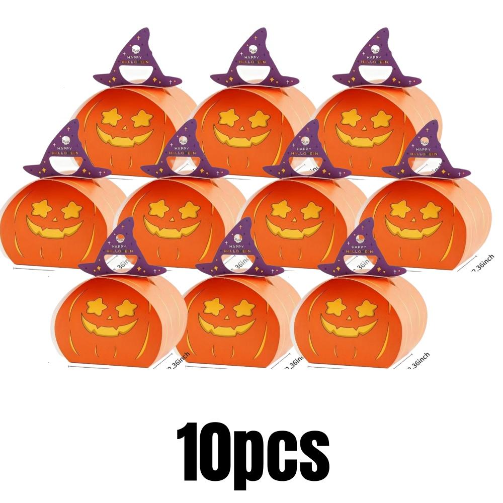 10 Stück Halloween Süßigkeitenboxen Kürbisform Trick or Treat Keksdose Partygeschenk Verpackungsmaterialien Schokoladenverpackung Geschenktüte