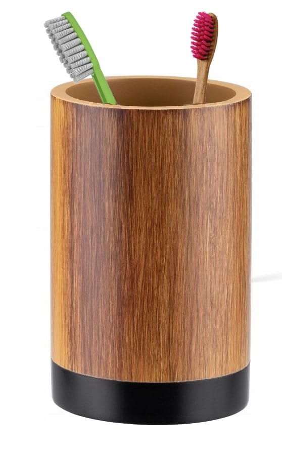 Brown toothbrush cup 11 cm Wood