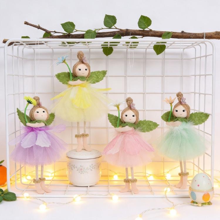 4Pcs Skirted Angel Girl Figure Pendant Hanging Ornaments for Wedding Baby Showers Birthday Parties Kid Rooms Decoration