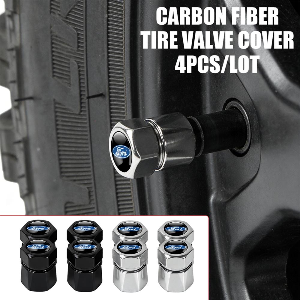 pdzh2 4Pcs Car Metal Wheel Valve Caps Covers Accessories For Ford Focus Kuga Mondeo Ranger Fiesta Mustang ST Shelby Fusion Edge Escape