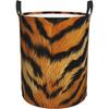 Tiger Print Laundry Leopard Print Skin Circular Laundrys Basket with Handle Collapsible Dirty Clothes Storage Basket for Toys
