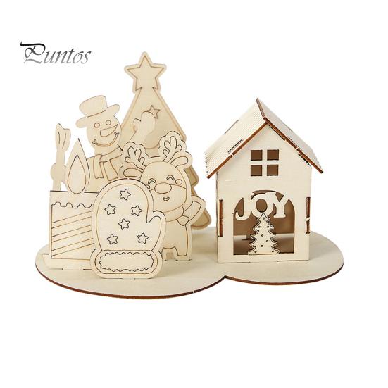 Dřevěný dům Puzzle Block Vánoční Stavebnice Ornament Kit Vánoční dekorace na plochu Vzdělávací kutilské řemeslo pro děti a dospělé