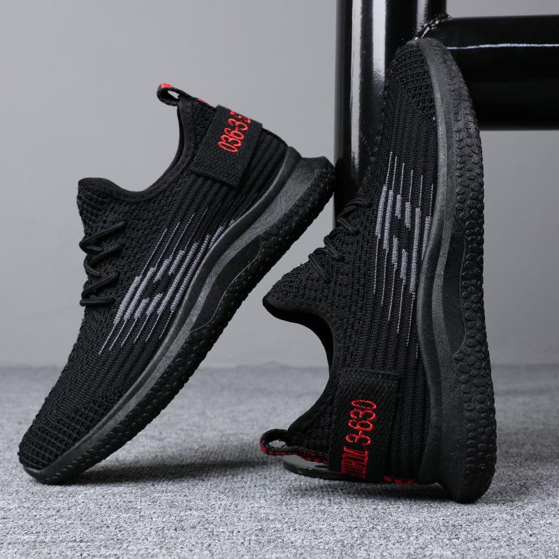 Summer new men's shoes fly-woven shoes low-top men's running shoes lazy lightweight breathable casual sports shoes