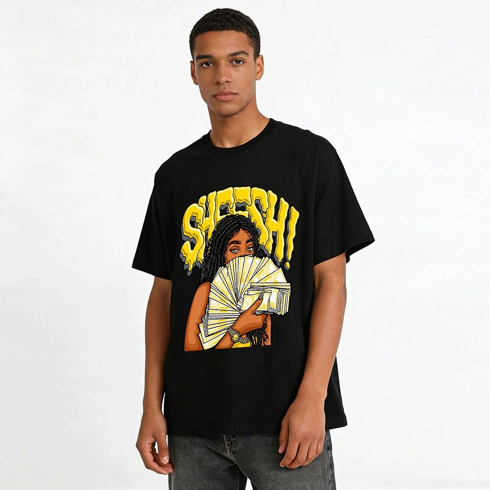Sheesh Money Print Streetwear Hip Hop Loose Casual T-Shirt Pure cotton T-shirt