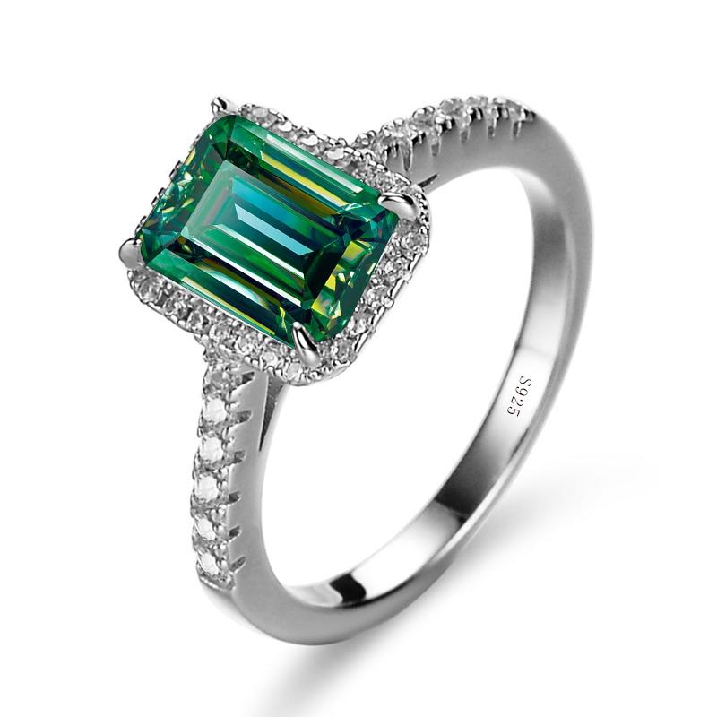 Bague Ringen 925 Sterling Silver Emerald Cut Moissanite Gemstone Wedding Engagement Diamonds Ring For Women Fine Jewelry Gifts