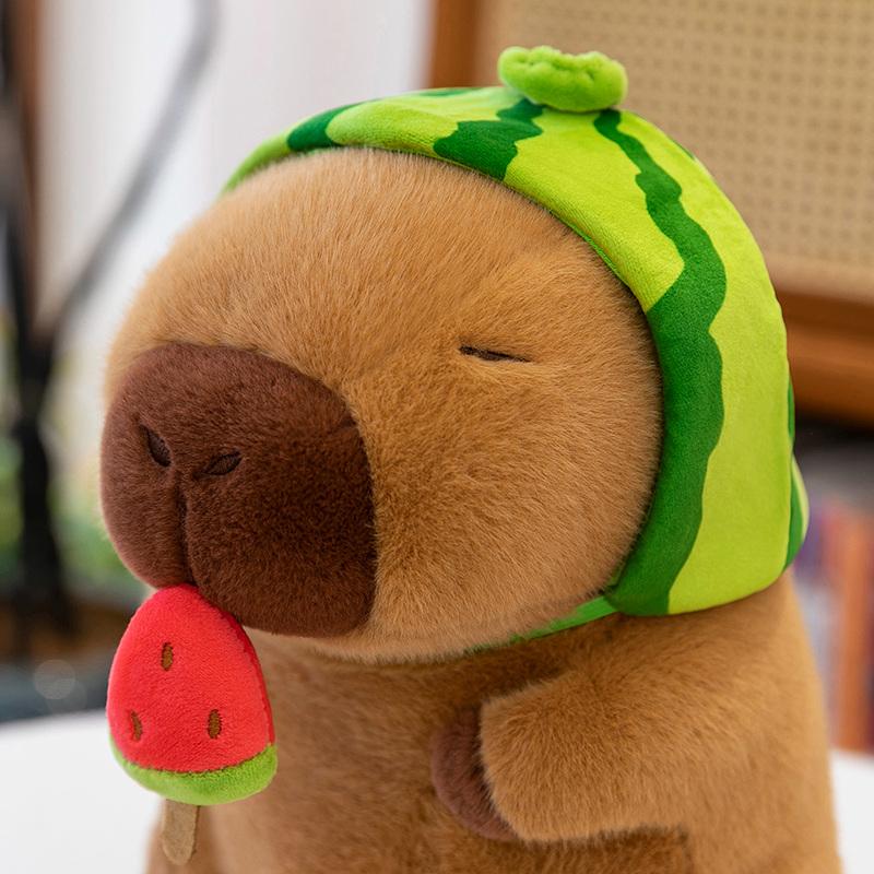 23/30cm Liebliches Wassermelonen Capybara Plüschtier Dehnbar Flauschige Capybara Puppe Braunes Tier Capybara Stofftier Geschenk für Freunde