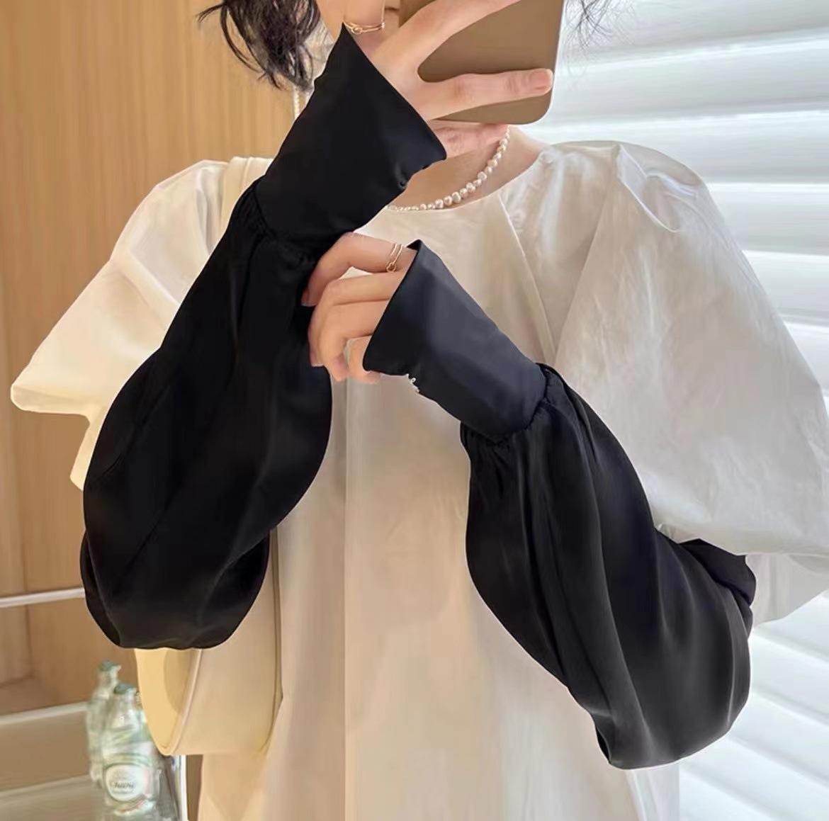 

100% Silk Sunscreen Sleeves Women s UV Protection Summer Ride Driving Thin Loose Gloves Ice Silk Hand Sleeves Arm Guards One Size