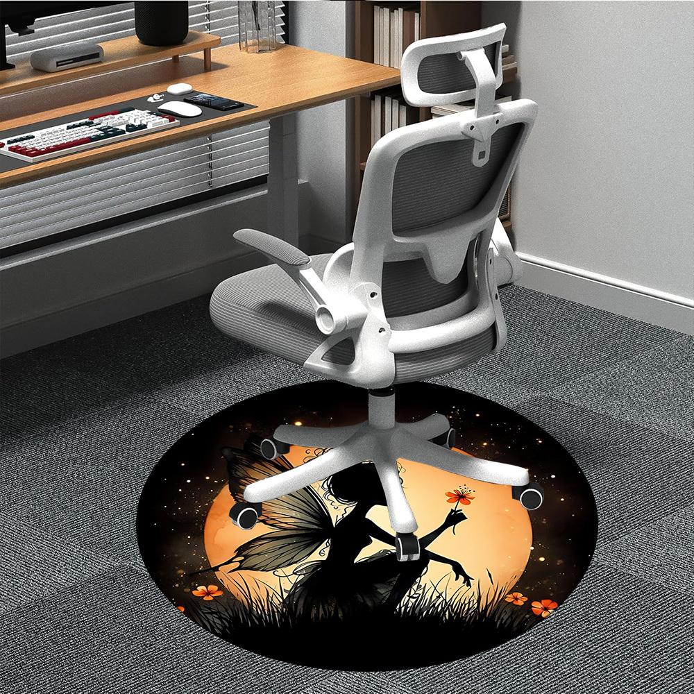 1pc Fairy Moon Office Round Area Rug,  Mat Suitable ForOffice, Under Office Chairs Bedroom Living Room Home Decor, Room Deco