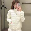 Autumn and winter women's down jacket white duck down pocket light slim jacket stand-up collar ribs