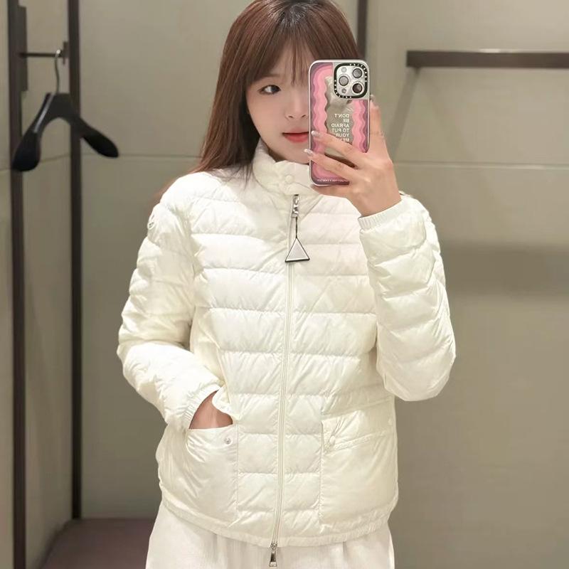 Autumn and winter women's down jacket white duck down pocket light slim jacket stand-up collar ribs