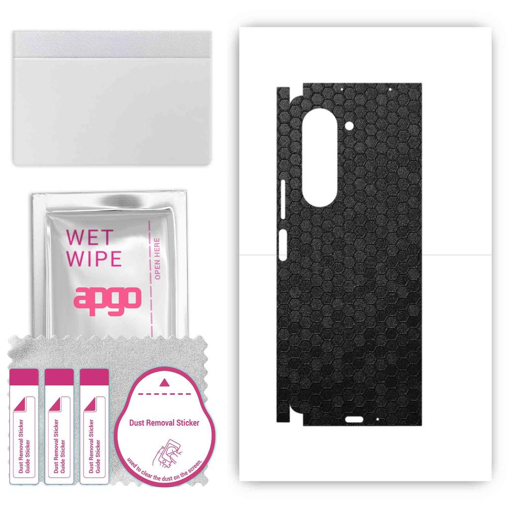apgo Schutzfolie für die Rückseite+Seiten kompatibel mit Samsung W24, Vollständige Umhüllungsfolie, Folie, Vinyl - Muster Schwarze Wabe