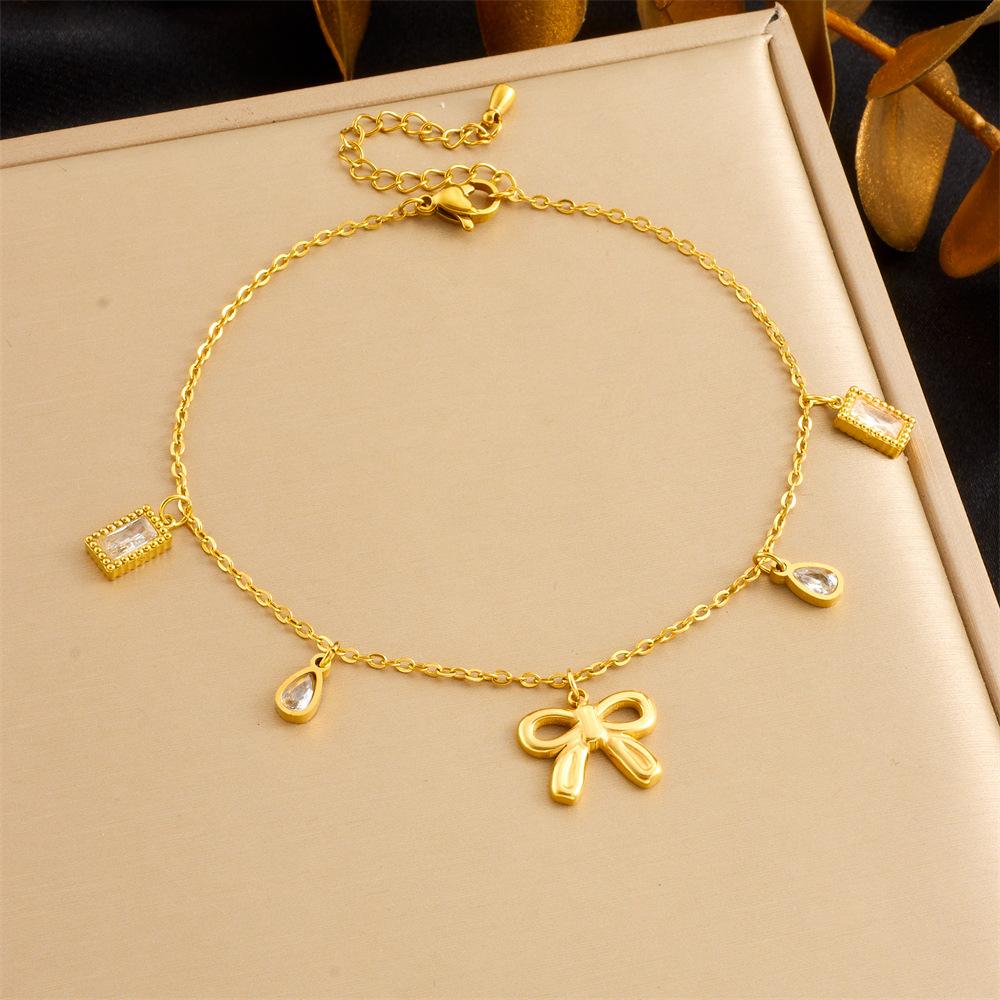 Fashion Beach Colorful Geometric Rhinestone Butterfly Heart Chain Anklet, Simple and Versatile