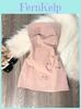 Reines Verlangen Koreanischer Stil Rosa Satin Schulterfreies Kleid Mit Schleife Für Sommerparty Kleidung