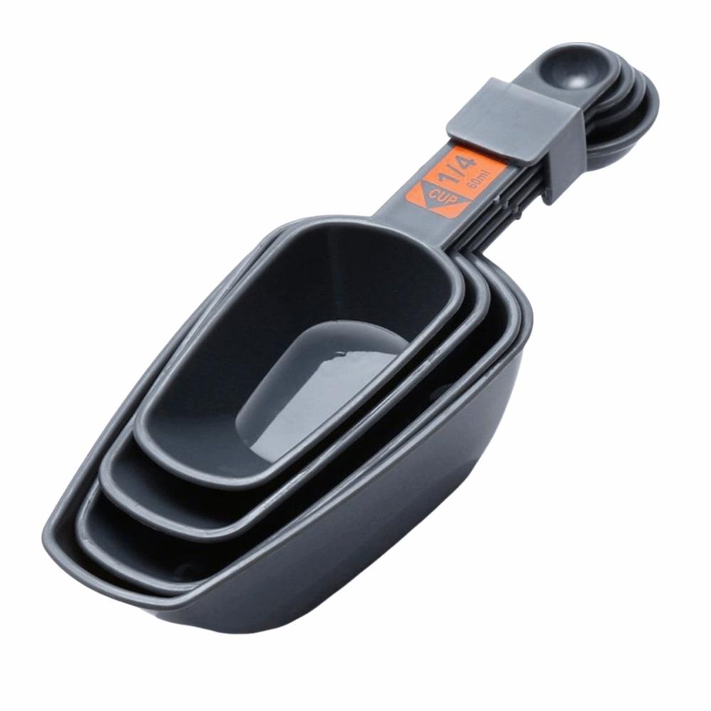 4pcs Double Ended Measuring Cups Spoons Set with Scale Coffee Measuring Spoons  Cooking