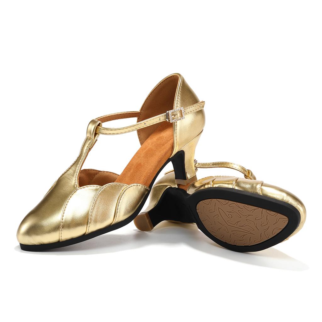 Skórzane buty do tańca latynoamerykańskiego dla dorosłych kobiet z zakrytymi palcami na wysokim obcasie z miękką podeszwą buty do tańca towarzyskiego tango salsa