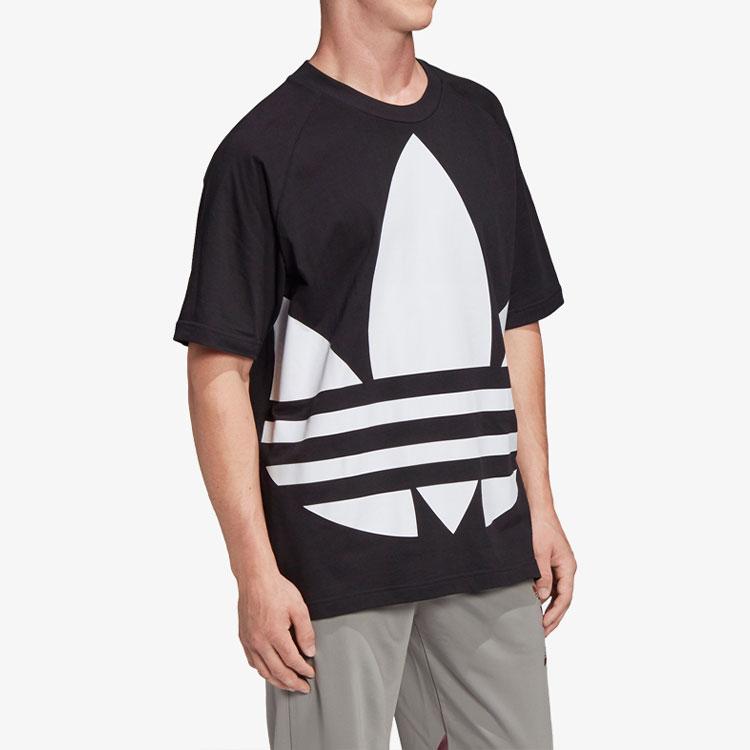 adidas Originals Big Trefoil Boxy Tee Oversized Print Men Tops Black FM9904