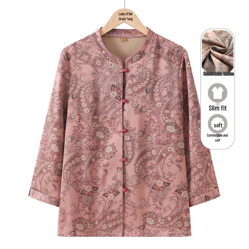 Elegant Women's Loose Fit Floral Print 3/4 Sleeve Blouse