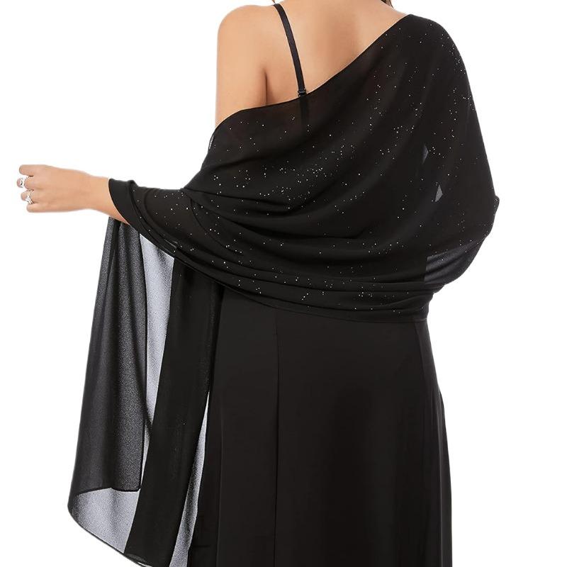 Abendkleid Schal Transparent Chiffon Damen Elegant Weich Seidig Glänzend Schal Hochzeit Brautschal Hochzeitsfeier