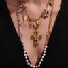 Luxurious Long Layered Necklace with Freshwater Pearls & Semi-precious Stones