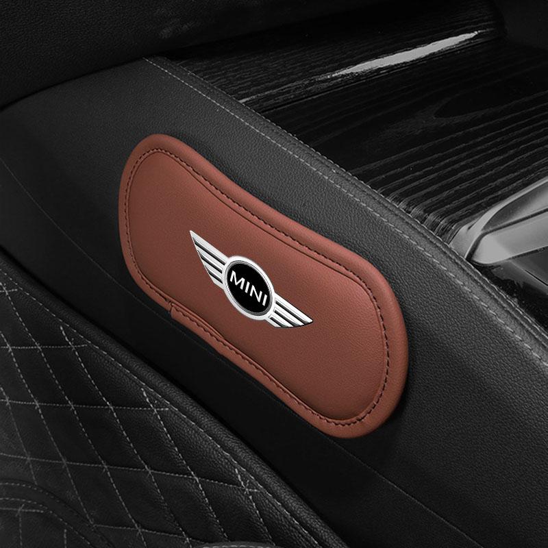 1Pcs Leather Car Pillow Car Knee Pad Elastic Memory Foam Leg Pad For MINI F54 F55 F56 R56 R60 SONE Roadster Clubman Coupe