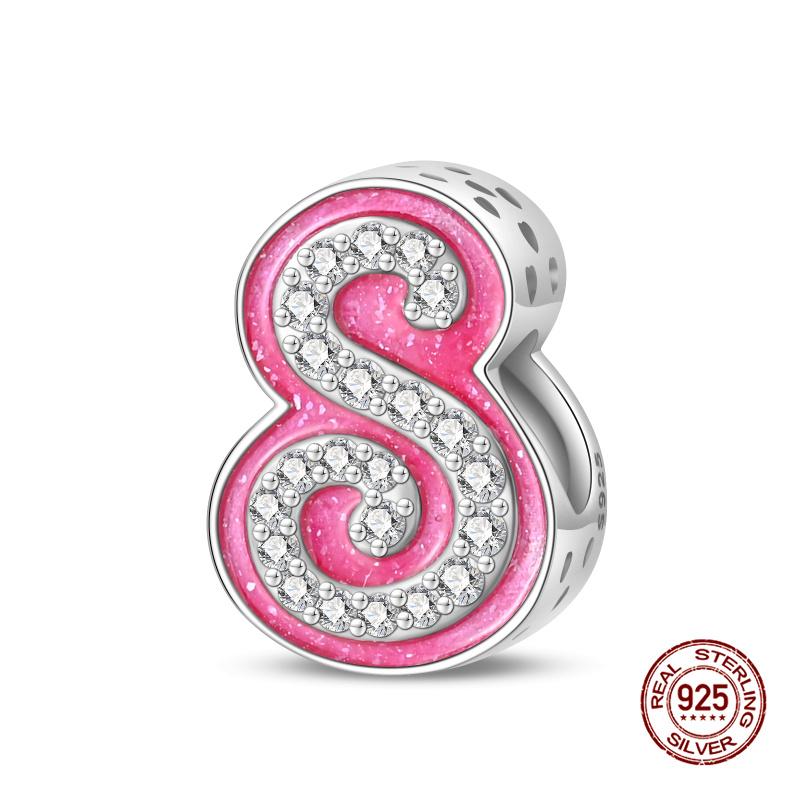 New In 26 Pink Pave A- Z Alphabet Beads Copper Love Letter Charm Fit Original 3Mm Charms Bracelet Bangle Fine Jewelry Gifts