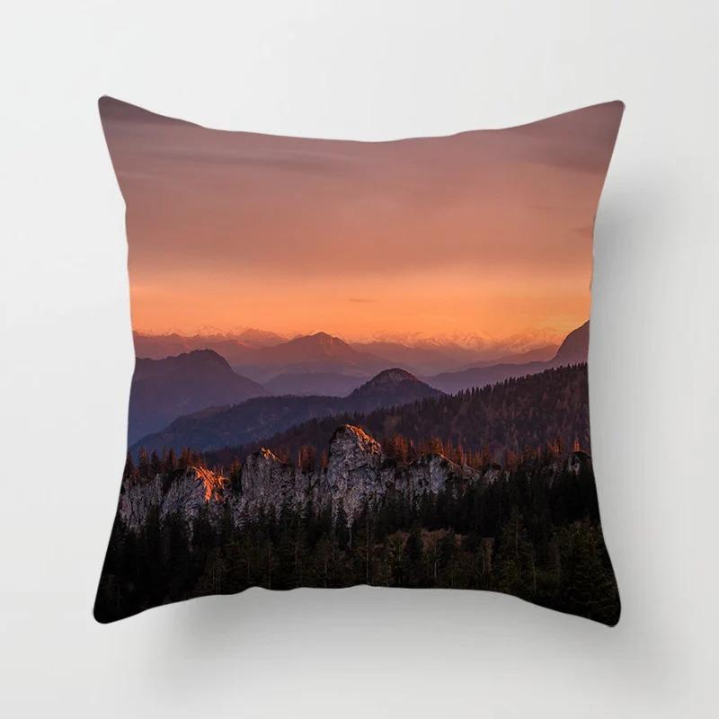 Landscape Water Reflection Mountain Fog Print Living Room Sofa Car Cushion Cover Luxury Home Decoration Pillow Cover