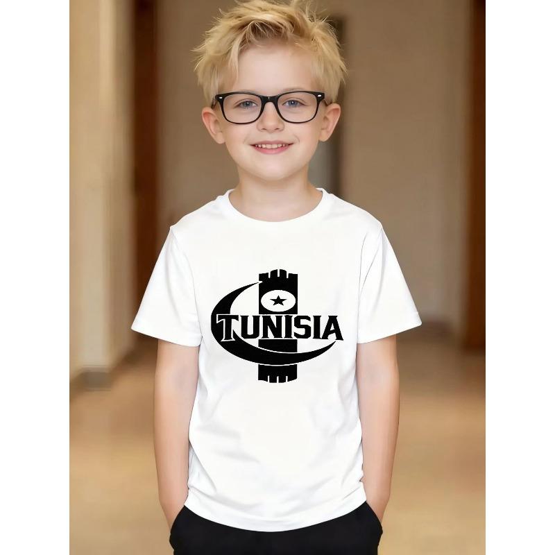 European sizes Print T-Shirt | Comfortable Crew Neck, Black and White Design with Classic Capital Letters, Star and Crescent Symbols