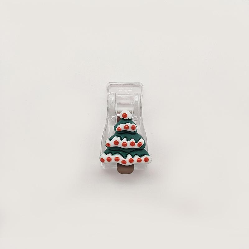 Transparent Christmas Cartoon Stationery Clip: Cute Sealing & Postcard Clip for High-Value Learning Supplies