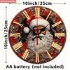 Santa Claus Wall Clock. Festive Round Design with Roman Numerals for Holiday Decor.