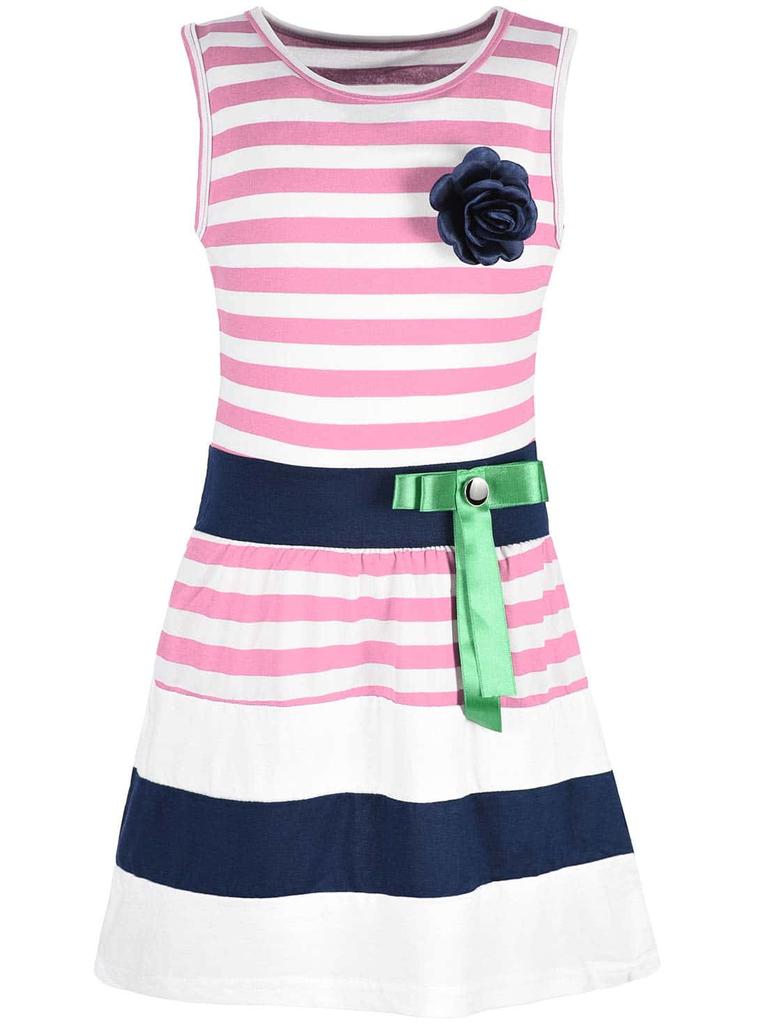 Girls Summer Dress Striped with Bow