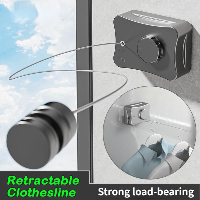 Bathroom Accessories Storage Hanger Retractable Clothesline Wall Mounted Invisible Adjustable Laundry Line Clothes Drying Rack