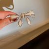 Elegant Iron White Rhinestone Bow Hair Clip Pearl Accented Spring Clip Butterfly Knot Hair Accessory For Women