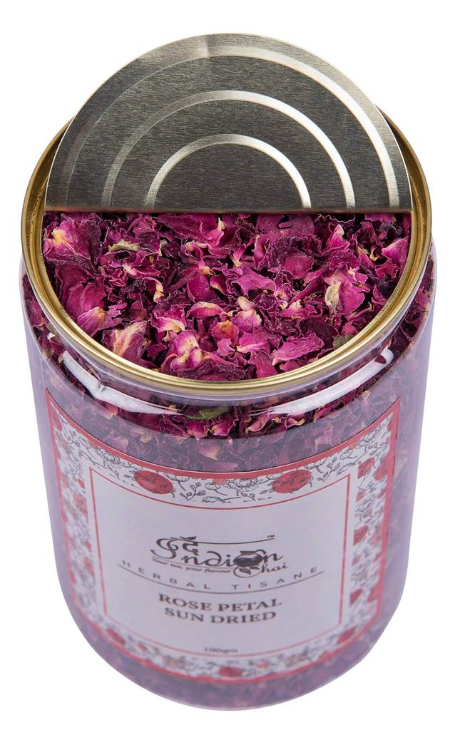 The Indian Chai - Rose Petals Sun Dried 100g, Gulab Patti for Beautiful Hair & Skin, Food Grade Edible Fragrant Natural Healthy Best for Te