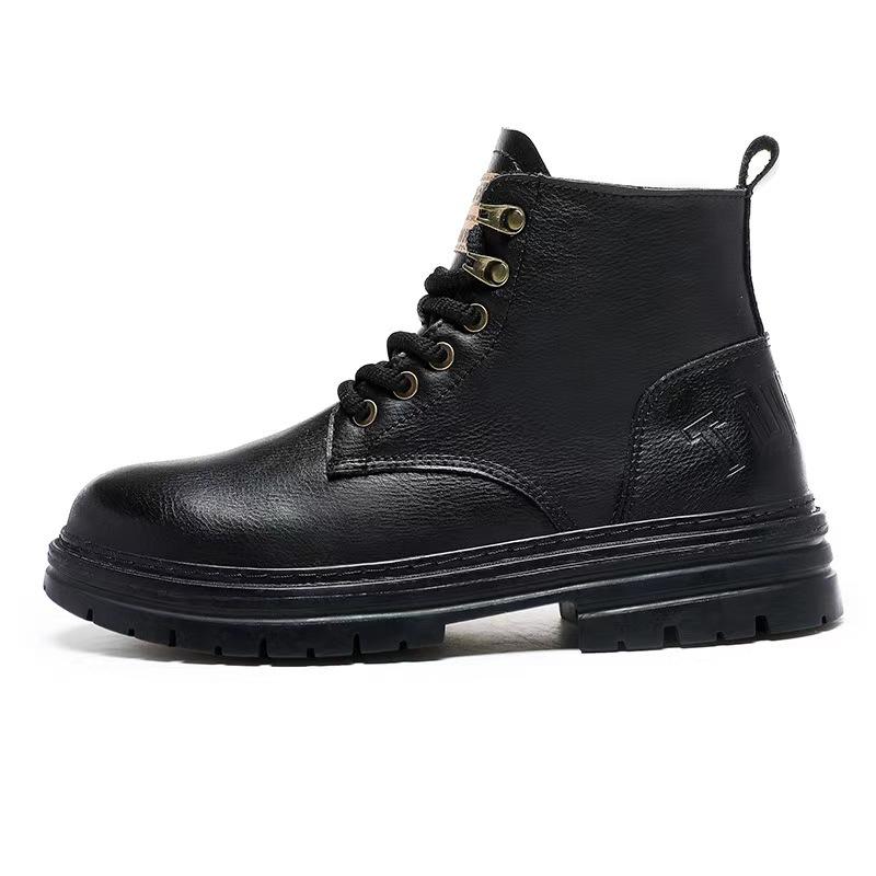 Martin Boots Men's Shoes New Trendy Autumn and Winter High-top Leather Shoes American Retro Tooling Boots Knight Locomotive Short Boots