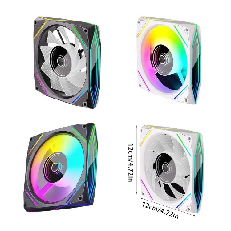 12x12cm Universal Computer Fan Addressable ARGB Asynchronous Light Support Silents PWM Technology Mirror Finish